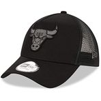 Bob Team Logo Trucker Şapka Fileli Chicago Bulls Logolu Siyah Gri