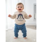 Bobişko Laura Baby Erkek Bebek/çocuk Alt Üst Eşofman Takımı - Krem - Lacivert - 12 - 18 Ay