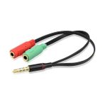 Boblov Mikrofon Kulaklık Ayırıcı 3.5Mm Stereo Dişi To 2X Stereo Erkek Kablo - Siyah