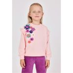 Boboli Kız Çocuk Süzüne Çiçek Nakışlı Sweatshirt - Pembe - 2 Yaş