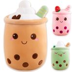 Bobomon Kabarcık Çay Pelüş Hayvan Pelüş Hayvan XXL Sevimli Yastık, Kawaii Bubble Tea Cup Pelüş Oyuncak Boba Çay Fincanı Pelüş Oyuncak Dekorasyon (Kahve, 23 cm)