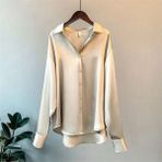 Boby Silk - %100 Ipek Oversize Kadın Gömlek - 13S-Krem - 3XL