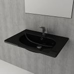 Bocchi 1009-005-0126 Taormina Arch Etajerli Lavabo 65cm - Parlak Siyah Beyaz