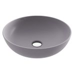 Bocchı Bocchi Sottile Slim Line Tezgah Üstü Yuvarlak 38CM. Siğ Lavabo - Mat Gri - 1494-006-0125 - Beyaz
