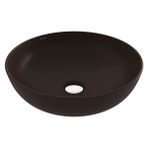Bocchı Bocchi Sottile Slim Line Tezgah Üstü Yuvarlak 38CM. Siğ Lavabo - Mat Kahve - 1494-025-0125 - Beyaz