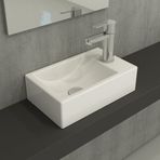 Bocchi Milano 37 cm Parlak Beyaz Dar Sağ Tezgah Üstü Asma Lavabo