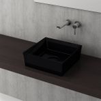 Bocchi Vessel Kare Tezgah Üstü 38 cm Parlak Siyah Lavabo