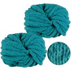 Bocguy Kalın yün iplik 500 g (250 g x 2) yakl. 54 m, kısa yün, süper yumuşak şönil iplik, tığ işi battaniye, şal, şapka, battaniye, süs yastığı