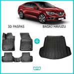 Bod Renault Megeane 4 Sedan 3D Havuzlu Paspas ve Bagaj Havuzu Seti - Siyah