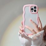 BODICE İki Bir Dalga Sınır Telefon Kılıfı iPhone 15 14 13 12 11 Pro Max XS Max X XR 8 7 Artı Şeker Renkli Hava Yastığı Anti Damla, Pembe, 7 artı veya 8 artı için Uygun