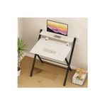 Bodo Metal Ayaklı Laptop Masası Katlanır Çalışma Masası Raflı Masa Katlanır Laptop Sehpası Beyaz