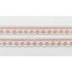 Bodrum Asel El Emeği Tığ Işi Dantel Şerit - Somon Pembe ve Beyaz Motifli (50 Cm) - YOK