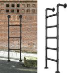 Bodrum Pencereleri için Ağır Hizmet Tipi Metal Yangın Merdiveni 3/4/5 Adım Emniyetli Tırmanma Merdiveni Siyah Yuvarlak Boru Ranza Yatak Merdiveni (Özelleştirilebilir Boyut 280cm/110in)