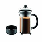 Bodum Chambord Fransız Presi, 1 Litre Kapasiteli, Cam ve Paslanmaz Çelik, Siyah