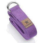 BODYMATE Metal kilitli yoga kemeri, yeni başlayanlar ve ileri seviyedekiler için yoga bandı, %100 pamuk, yoga bandı, 250 cm uzunluğunda ve 3,8 cm genişliğinde, mor