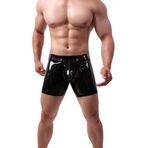 Bodywear4you Erkek deri boxer şort, parlak görünüm, ıslak görünüm, seksi iç çamaşırı, erkekler için çekici iç çamaşırı, kulüp giyimi, Jockstraps külot, tanga açık ağızlı şort, uzun pantolon, Siyah, S