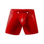 Bodywear4you Erkek deri boxer şort, parlak görünümlü, kalça açık, ıslak görünümlü seksi iç çamaşırı, erkekler için çekici iç çamaşırı, Clubwear Jockstraps slip tanga açık ağızlı üst şort pantolon, Kırmızı, L