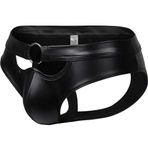 Bodywear4you Erkek Jockstrap Külot Deri Görünümlü Renk Siyah Islak Görünümlü Seksi İç Çamaşırı Erotik İç Çamaşırı Erkek Swinger Giyim Jockstraps Külot Rahat Erkek String Tanga, siyah, M/L
