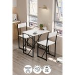 Bofigo 2li Mutfak Seti Mutfak Masa ve Sandalye Seti Balkon Masası Cafe Seti Maysa Beyaz