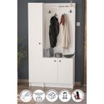 Bofigo 3 Kapaklı Portmanto Elbise Askılığı 7 Bölmeli Vestiyer Ayakkabılık Güneş Buketi Beyaz