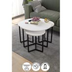 Bofigo 4 Adet Orta Sehpa Dekoratif Sehpa Metal Sehpa Yonca Beyaz Yan Sehpa