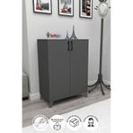 Bofigo 4 Raflı 2 Kapaklı Ayakkabılık Çok Amaçlı Ayakkabı Dolabı Antrasit