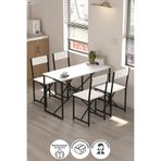 Bofigo 4lü Mutfak Seti Mutfak Masa ve Sandalye Seti Balkon Masası Cafe Seti Bulut Beyaz