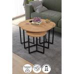 Bofigo 4lü Orta Sehpa Yan Sehpa Dekoratif Sehpa Metal Sehpa Yonca Çam Çam