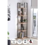 Bofigo 5 Raflı Metal Köşe Kitaplık Rafı Dekoratif Aksesuar Rafı Selanik 180 cm Çam