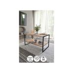 Bofigo 50X90 Metal Orta Sehpa Dikdörtgen Orta Sehpa Raflı Kahve Sehpası Çam - Renkli