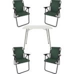 Bofigo 60X80 Beyaz Katlanır Masa + 4 Adet Katlanır Sandalye Kamp Seti Bahçe Takımı Yeşil - Polyester