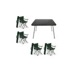 Bofigo Granit Desenli 60x80 cm Katlanır Masa + Yeşil 4 Adet Katlanır Sandalye Kamp Seti