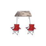 Bofigo Katlanır Mermer 60x80 cm Masa + Katlanır Kırmızı 2 Adet Sandalye Kamp Seti