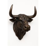 Boğa Kafası Duvar Dekoru – El Boyaması Bronz Eskitme, Dekoratif Hayvan Figürü, Rustik & Modern 30cm