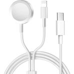 Boğazören iphone Wireless Lightning Charger Apple Saat+ Telefon Şarj Kablosu(For Apple Watch Se/7/6/5/4/3/2/1 - Beyaz