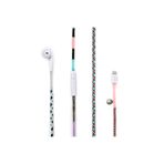 Boğazören Pembe Çok Renkli Örgülü Kulaklık Ip Örgü Desen iPhone 12/13/14/15Pro + Max Uyumlu Lightning Kulaklık