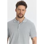 Boggee Pedso Erkek Gri İtalyan Yaka Çekmez Likralı%100 Pamuklu Kumaş Slim Fit Polo Yaka Tişört Gri XL