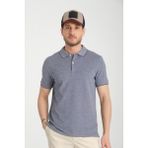 Boggee Pedso Erkek Lacivert Italyan Yaka Çekmez Likralı %100 Pamuklu Kumaş Slim Fit Polo Yaka Tişört - 2XL