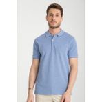 Boggee Pedso Erkek Mavi Italyan Yaka Çekmez Likralı %100 Pamuklu Kumaş Slim Fit Polo Yaka Tişört - 2XL
