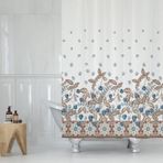 Böğürtlen Desen Banyo Perdesi-Lüx Küvet Perdesi, 180x200cm Tek Kanat Duş Perdesi