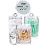 Böğürtlen Home 3lü Kristal Banyo Düzenleyicisi Kulak Pamuğu Diş Ipi Pamukluk Takı Dolap Içi Organizer