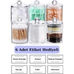 Böğürtlen Home Etiket 6'lı Banyo Seti Kulak Pamuğu Makyaj Pamuğu Pamukluk Düzenleyici Çok Amaçlı Set