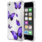 Bohefo Apple iPod Touch 5/6/7th (Mor Kelebek) için iPod Touch 7 / iPod Touch 6 / iPod Touch 6 / iPod Touch 5 / iPod Touch 5 / iPod Touch 5 / iPod Touch 5 ile Uyumlu Şeffaf Kılıf