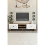 Bohem 150 cm 2 Kapaklı Raflı Tv Ünitesi – Mdf Membran Kapaklı Modern Tv Sehpası - Atlantik Çam