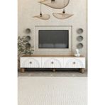 Bohem 150 cm Atlantik Çam 3 Kapaklı Tv Ünitesi – Mdf Mebran Kapaklı Modern Tv Sehpası - Kahverengi