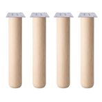 Bohem 45Cm (4 Adet) Doğal Ahşap Boyasız Silindir Sehpa Ayağı - (4 Adet) 8X8 Metal Montaj Aparatı