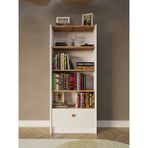 Bohem 5 Raflı Kapaklı Kitaplık Mdf Dekoratif Kapak Dekoratif Kitaplık - Beyaz - Çam