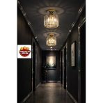 Bohem Aydınlatma Modern Kristal Tavan Plafonyer Avize Koridor Antre Uyumlu Şeffaf Kristal Cam Gold Avizeler