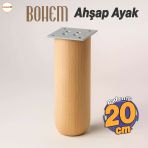 Bohem Doğal Ahşap Silindir Ayak 20 Cm Aparat Dahil Mobilya Koltuk Kanepe Sehpa Masa Ayağı Ayakları