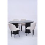 Bohem Göksu Lak Panel Yemek Masa Sandalye Takımı 90X170 - Siyah - 90*170